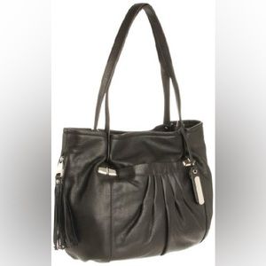 B. Makowsky Abby Black Leather Tote EUC